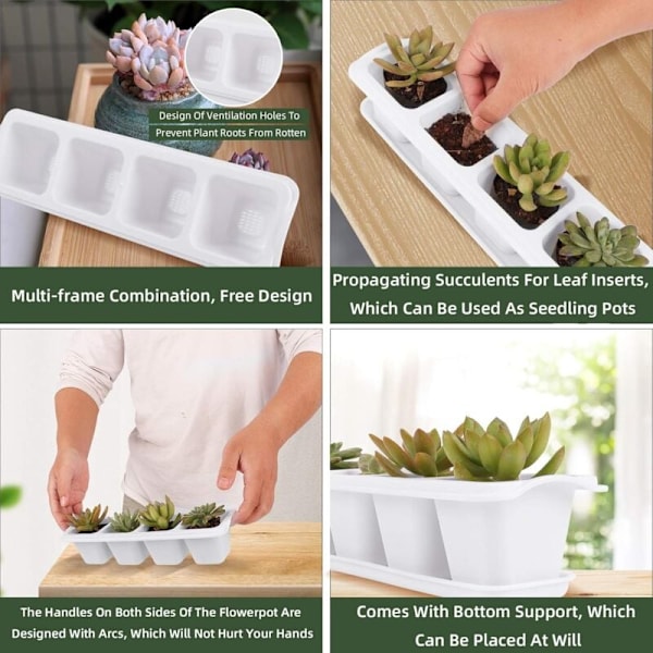 Sukkulente Plantepotter, 5 Styk Kvadratiske Sukkulente Potter Kaktusplante Blomst Pot Pot med Bakke Lille Hvid Blomst Pot til Plantning af Mini Sukkulenter Hvid