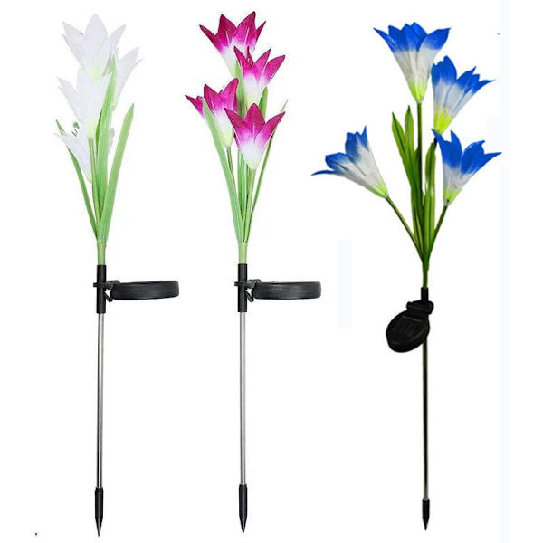 4-pack solcellslampor för trädgårdsliljor, 4 LED-lampor med flera färger för solcellslandskap