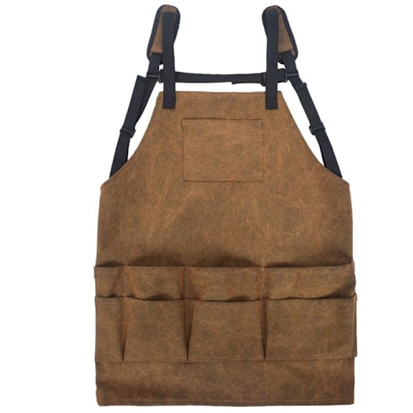 Justerbara Canvas Förkläden Kvinnor Multi-Pocket Förkläden BBQ Kök Slitstarka Förkläden Matlagning Verktyg Förkläden