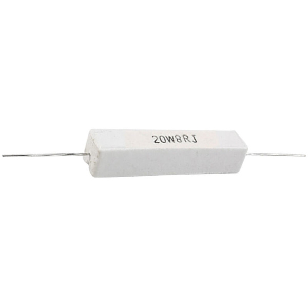 2 stk. 8 Ohm 20W 5% viklet keramisk cementmodstand