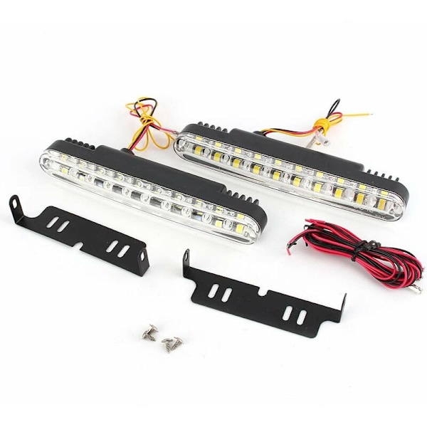 LED-kjørelys for bil, 2X30 lysdioder 12V bil 12V DC DRL kjørelys