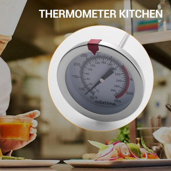 12 tums snabbavläsande mekanisk kötttermometer, långt skaft, vattentät, batteridriven, rostfritt stål stektermometer för kalkon, grill, gri