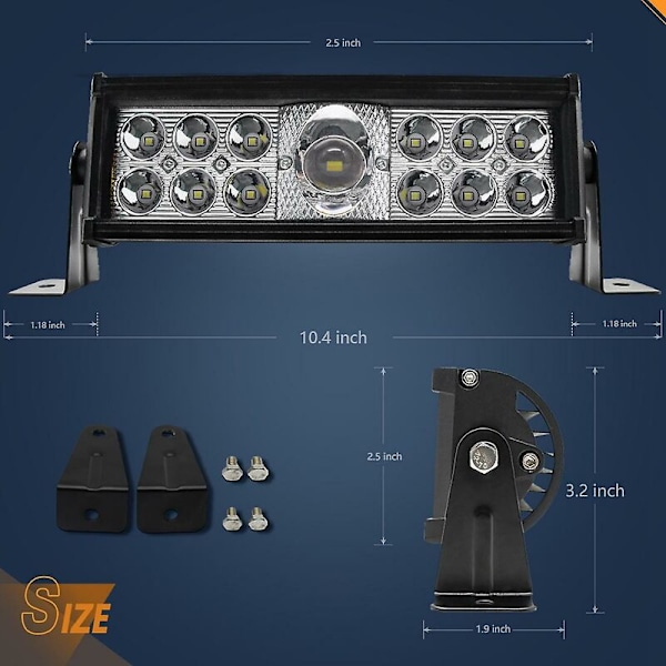 10 Tommers LED Arbeidslysstang 90W 9000LM LED Bar Offroad Combo Kjørelys For Lastebiler ATV Traktor
