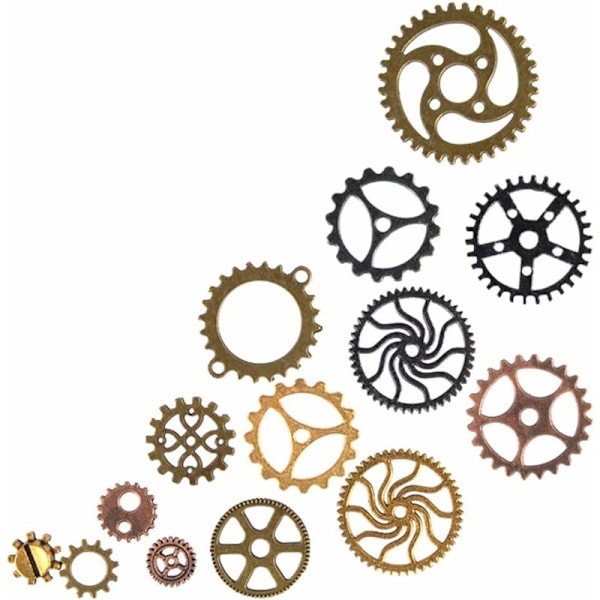 100g Steampunk Metal Gears Steampunk Cogs Hänge för Smyckestillverkning 7-30mm-Fei Yu