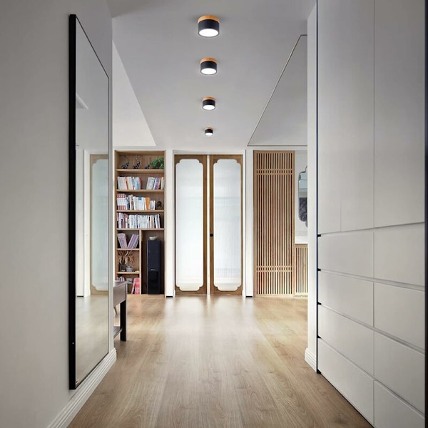Runda Takspotlights LED Aluminium Taklampa 7W 110mm 230V för Hall Sovrum Matrum Kök Vardagsrum -Matt Svart-Frisk Vit 6000k