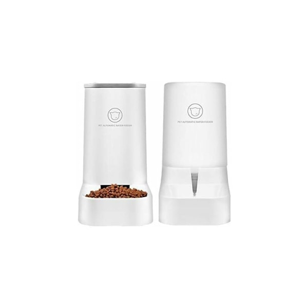 Automatisk Vand- og Foderdispenser - 3,75L x 2 Styk - Til Hund/Kat Foder/Kæledyrs Skåle Tilbehør BPA Fri
