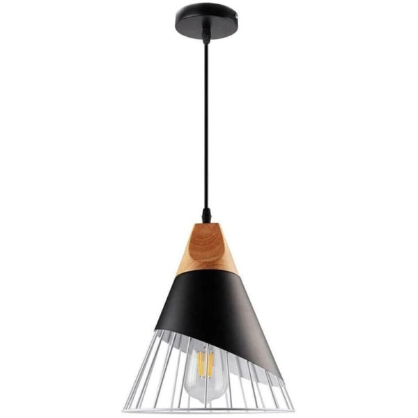 Hängande lampa E27 upphängningsbelysning skärm metallbur, perfekt för restaurang, matsal och sovrum, modern nordisk stil järnpendellampa (glödlampa