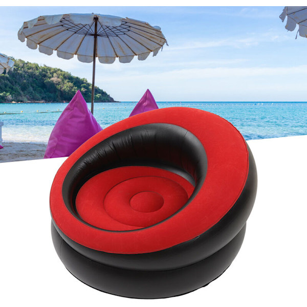 Flocket Inflatable Sofa, Enkel Oppustelig Stol til Stue, Soveværelse, Læsesal, Kontor, Balkon, Rejser, Rød