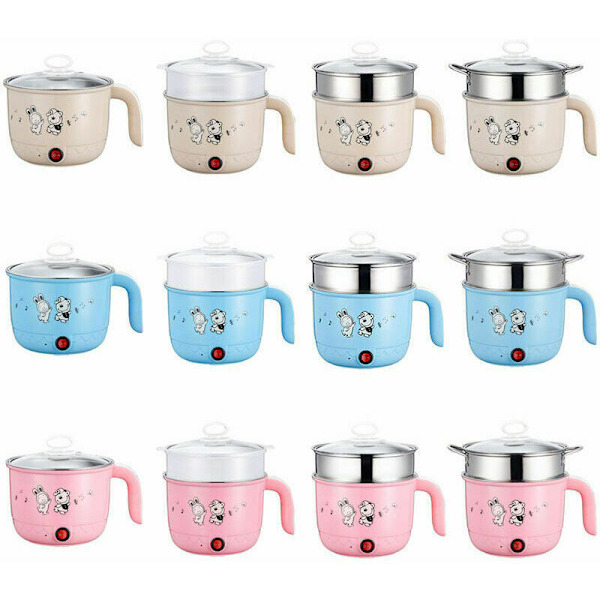 Mini Multifunktionell Elektrisk Hot Pot 1.8L Rostfritt Stål Ångkokare Nudelsoppa Maker Hot Pot (Beige)