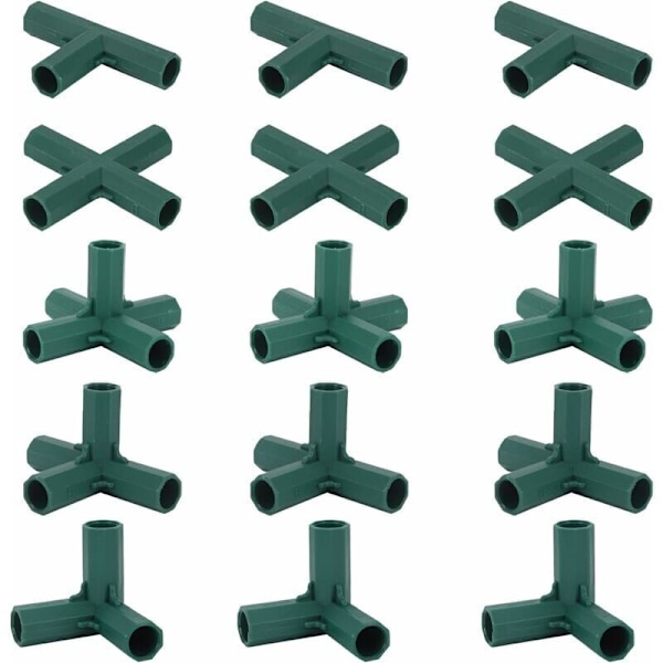 Pakke med 15 drivhusrammeforbindelser, hagerammehjørneforbindelser 16 mm propellstang 4 typer tungt stabil brakett for drivhus..