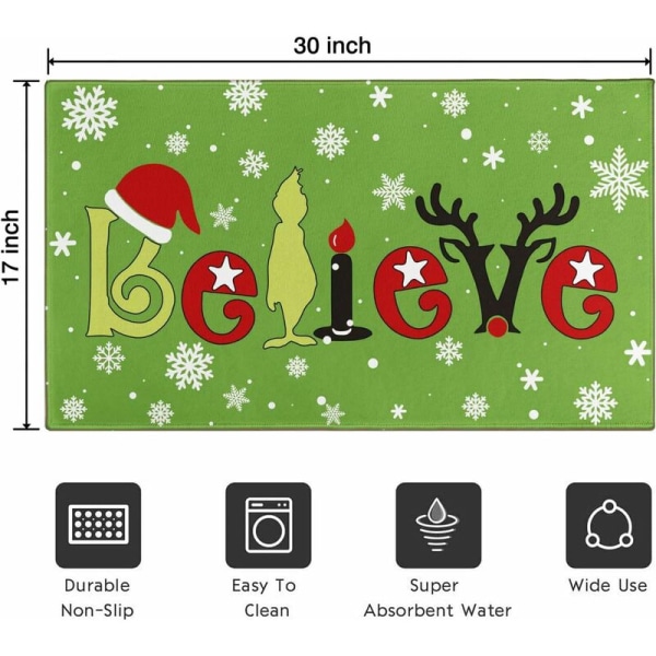 Juledekoration Indgangsdørmåtte Skridsikker Gulvmåtte Absorberende Indendørs Tæppe Badeværelse Køkken Have Indgangsmåtte Feriedekorationer 30 17 tommer.
