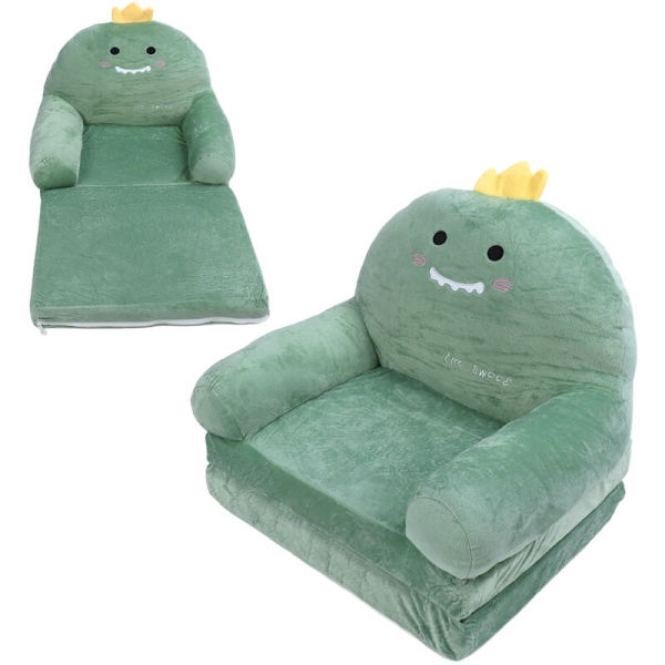 Foldbar børnesofa, børnesofa, sød tegneserie blød og behagelig, til børns hjem, dinosaur, 2 lag