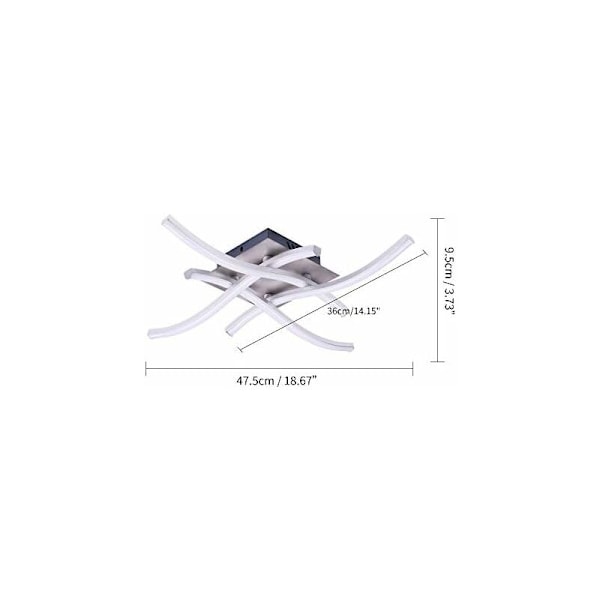 LED Loftlampe, Elegant Buet Design LED Loftlampe, 3/4 Integrerede LED Paneler, 28W 1400 Lumen, Lysekrone Lampe Moderne Buet Design LED Loft