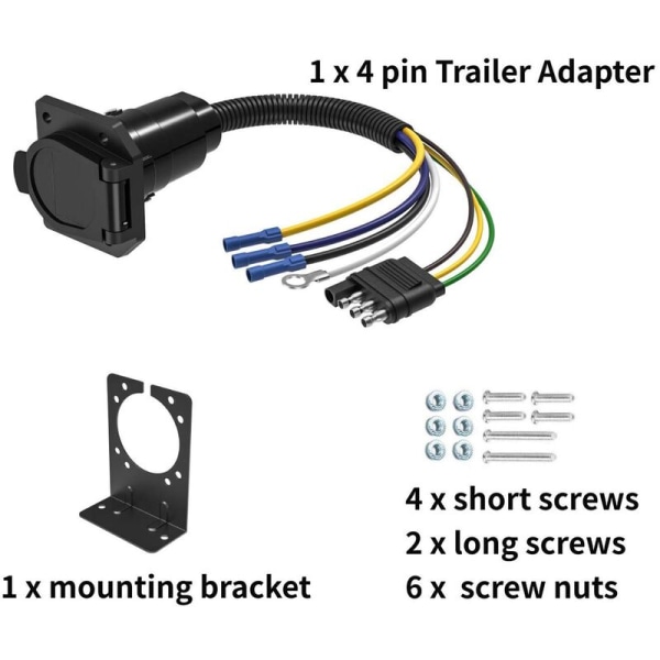 4-polig till 7-polig adapter släpvagnsadapter 4-polig till 7-polig elektrisk kontakt med fäste för lastbil, bil