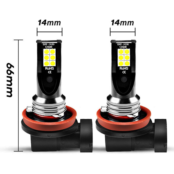 2 kpl vedenpitävä H8 H11 24W auton ajovalot ajovalot 12 LED sumuvalo muunnossarja superkirkas polttimo 6500K