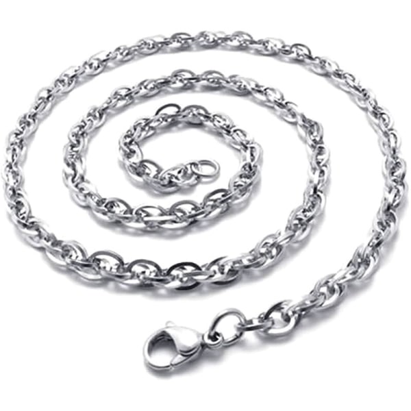 Smycken, rustfritt stål kedja halsband, silver - Bredd 3 mm - Längd 100 cm