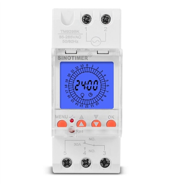 TM929BK 24 Timers Smart Analog Timer Switch Baggrundsbelysning 85-265V 30A