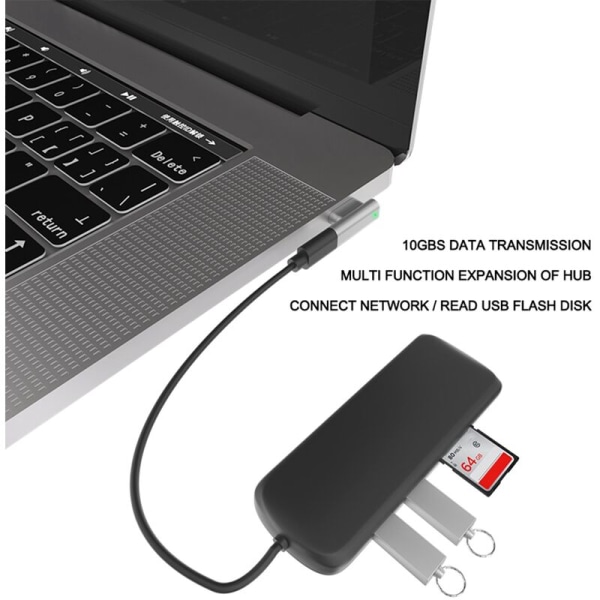 Pikalataustoiminto ja magneettinen USB C -sovitin 10 Gt/S tiedonsiirrolla, sopii MacBookille ja muille laitteille