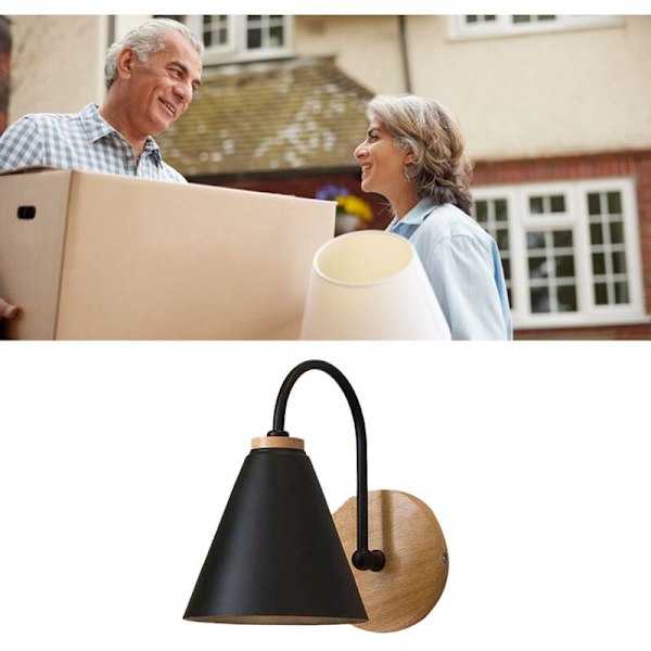 Jern Korridor Lampe, Buet Vægskærm, til Soveværelse, Stue, Studie, Uden Pære, Sort