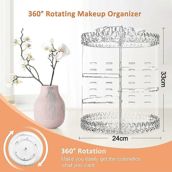 Makeup Organizer 360 graders roterende kosmetik opbevaringsarrangør justerbar makeup display case passer til smykker makeup børster og læbestifter klar Acr