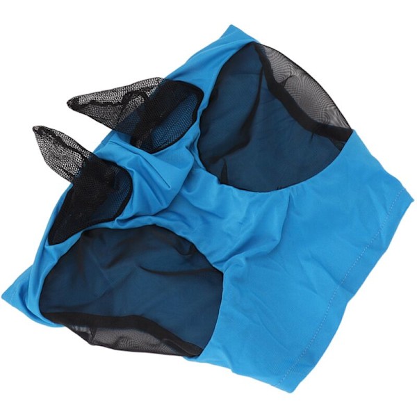 Heste Net Fly Mask Åndbar Elastisk Hestemaske med Ørebeskyttelse Rideudstyr Blå
