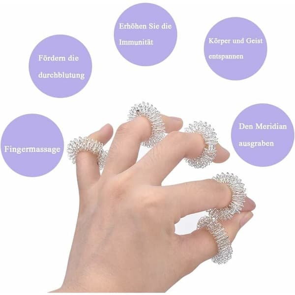 12 st Acupressur Handmassage Ringar, Handmassage Ringar Shiatsu Ring Massage Set (6 Guld + 6 Silver)-