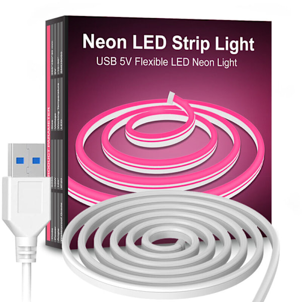 5V LED-lysstripe Lav spenning Super lys USB Fleksibel Neon Silikon Myk lysstripe Sett USB Blå 2 Meter