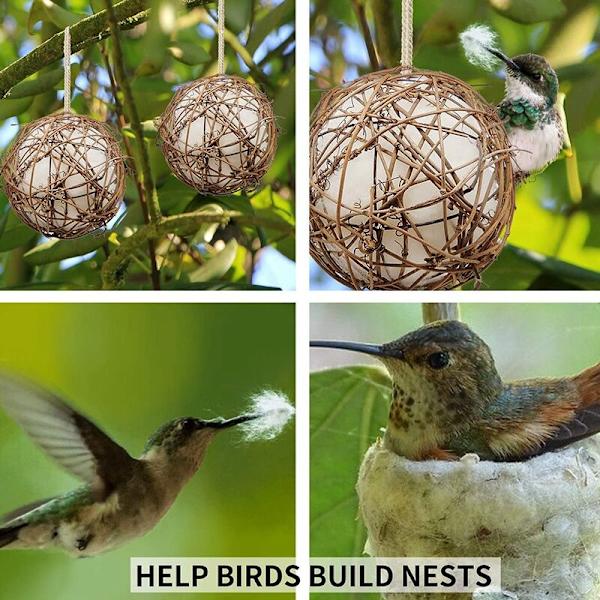 2 st fågelbo materialhållare, kan fyllas med bomullsboll fågelbo station (stor)