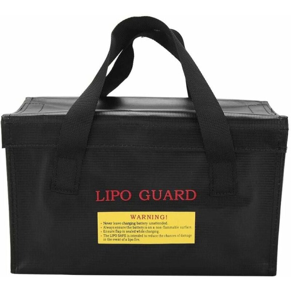 Protective Case Explosion-proof Lipo Battery Safety Bag Fire Resistant Safety Bag with Handle for Charging and Storage (Black)-