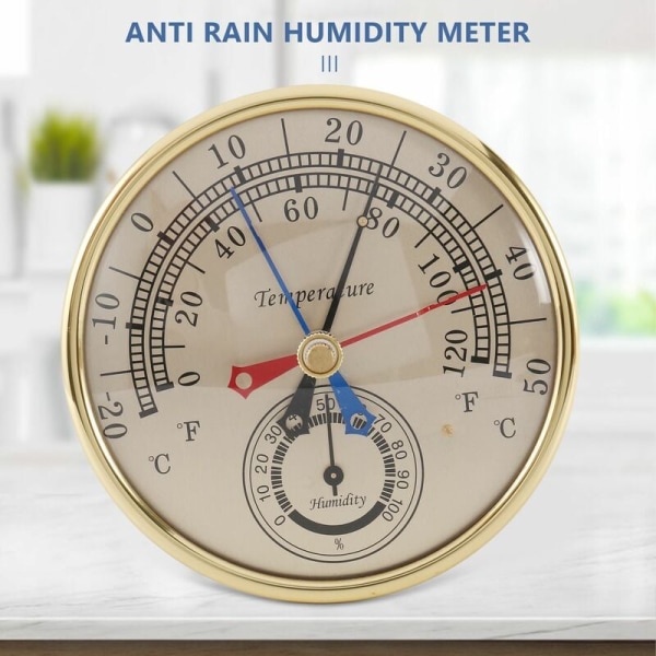 5 tommers min maks termometer hygrometer veggmontert analog innendørs utendørs antiregn temperatur hygrometer