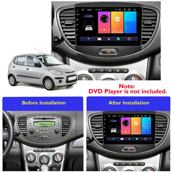 I10 2008-2011 9 tuuman 2 Din -auton kojelaudan kehys Radio Fascia Dash MP5 DVD-soitinsovitinpaneeli