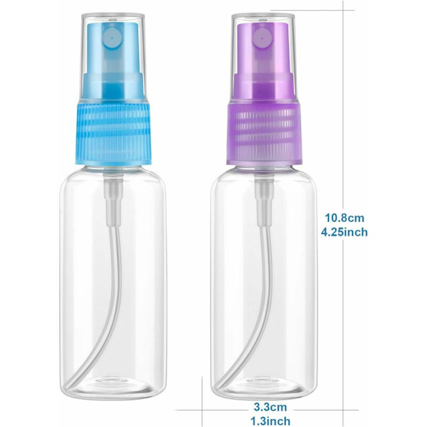 6 stycken påfyllningsbara sprayflaskor med fin dimma, klara plastsprayflaskor - 30 ml