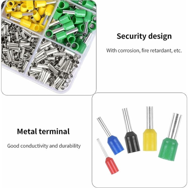 1640 st pre-isolerade/icke-isolerade klämmor kabelhylsor isolerade crimpklämmor ledningshylsor elektriska stjärtkontakter 12-22 AWG för Ele