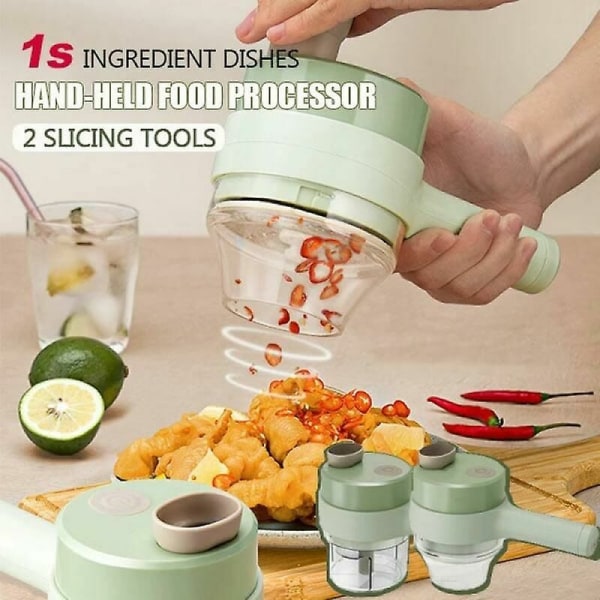 4 i 1 Multifunksjonell Elektrisk Grønnsakskutter Slicer Hvitløk Mud Masher Hvitløk Chopper Kutting Pressing Blender Mat Skive