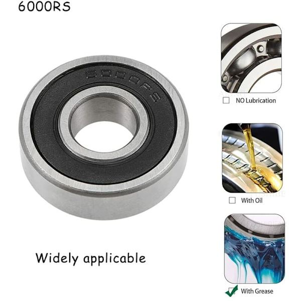 10 st 6000-2RS Gummiförseglade Spårkullager 10x26x8mm Spårkullager 6000-2RS