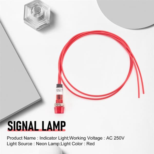 Ilmaisinsignaalilamppu Pilot Light Red AC 250V W2 Wires