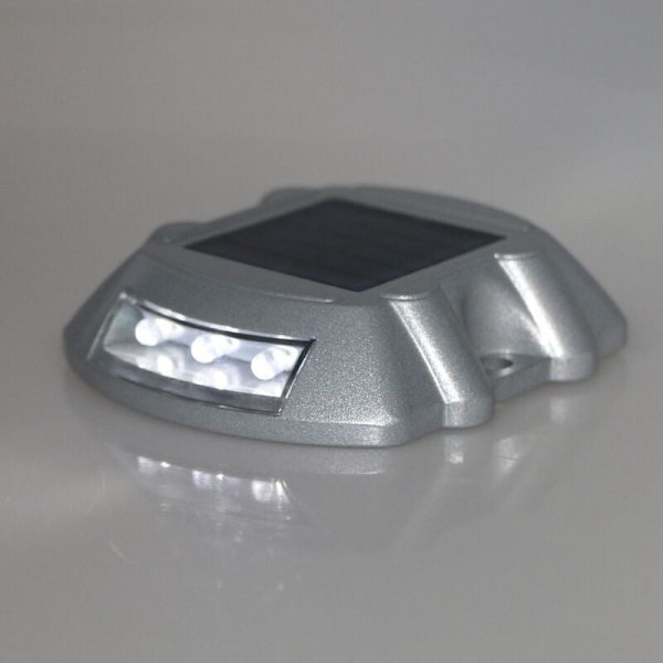 Støbt aluminium solcellelampe med 6 LED'er, vandtæt, til terrasse, gårdhave, hus, indkørsel, grønne stier