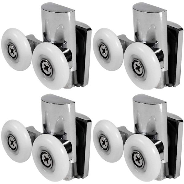 4 stk. Dusjdørhjul 23 mm Tunge Dusjdørruller Sink-legering Dobbelthjul for Både Flateskyvende Dusjdører