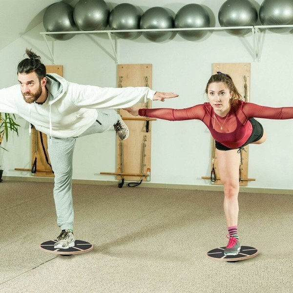 Balancebræt/Terapibræt/Balancebræt/Professionelt træbalancebræt til træning, fitness, sportspræstationsforbedring, genoptræning, træning Dim.395m