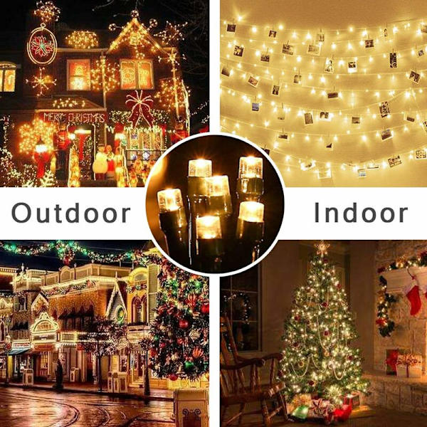 Utendørs Feelykter Strømdrevet, LED Feelykter Utendørs, Shineled 30M 300LEDs 8 Moduser Hagedekorative Lys for Juletre, Patio, Hage