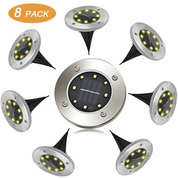 Aurinkoenergialla toimiva majakka Ulkona Aurinko, FLOWood 8 LED 8 Pakkaus Piste Aurinko Puutarha Lamppu Vedenkestävä IP65 Nurmikko Koristeellinen Valo Polulle Puutarha Terassi Piha Nurmikko