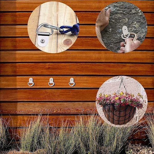 Rustfrit Stål Spændebåndsringe 20 Styk D-ringe Forankring Spændebåndsringe til Trailere Tungt Udstyr Power Tools Camping 36x25mm - Sølv