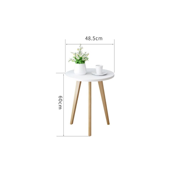 Massivt træ hvidt rundt bord, soveværelse casual sofabord, mini sengebord - Massivt træ farve HIASDFLS