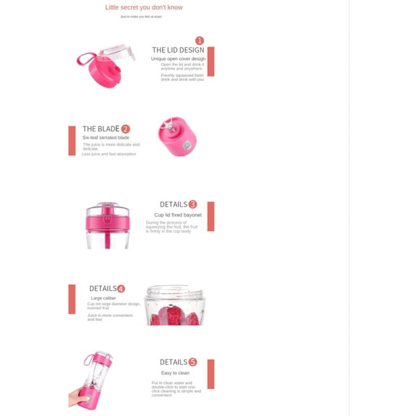 380ML bærbar blender til smoothies, juice og shakes 4000MAh mini blender til og rejse - mørkeblå