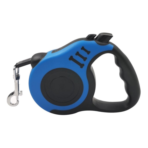 Hundehalsbånd, kjæledyrhalsbånd, automatisk innrullbart hundebånd, bærbart hundebånd, ergonomisk sklisikkert håndtak (3m, blå)