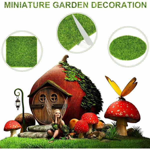 16 stykker kunstig gress miniatyr fe hage plen realistisk DIY simulering ornamental fe hage-Sunny