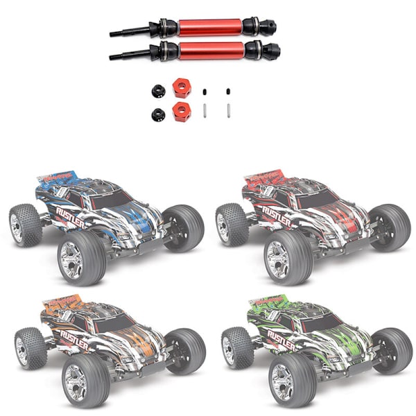 Set med 2 metall CVD bakre transmission för 1/10 Slash Stampede Hoss VXL 2WD RC bil uppgraderingsdelar, röd