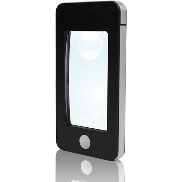 Eyepower Lommeforstørrelsesglass X1.25 5D og X4 16D Konveks Linse med 4 LED Hvit Lys inkl. Bæreveske, Rektangulær Svart HIASDFLS