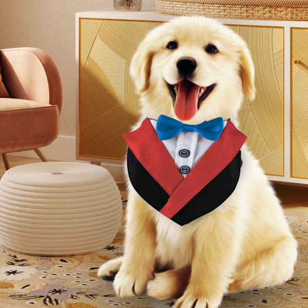 Formell Bröllopstuxedo Hundhalsband för Hund, Hundhalsband med Fluga, Justerbart Hundflughalsband