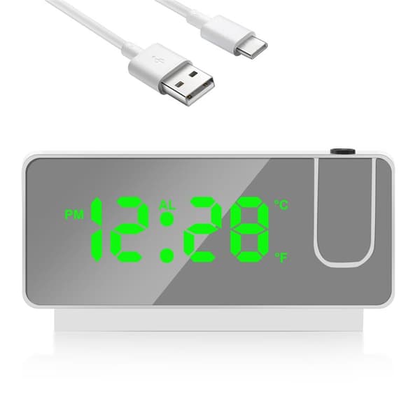 Elektronisk LED digital projektionsväckarklocka bordsväckarklocka med projektionstidsprojektor sovrum sängklocka B